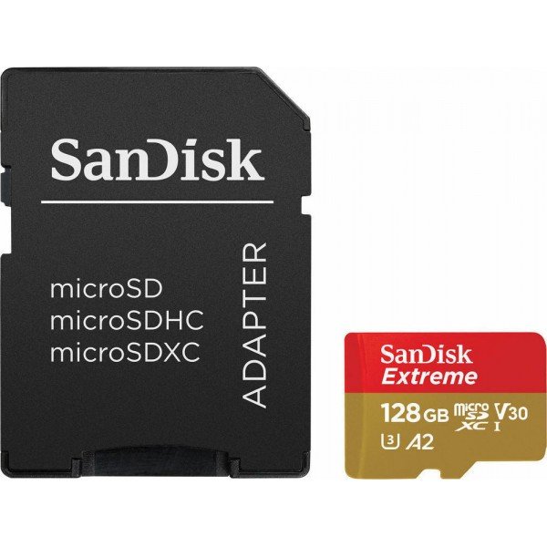 Sandisk Extreme PRO  microSDXC 128GB Class 10 U3 V30 A2 UHS-I με αντάπτορα